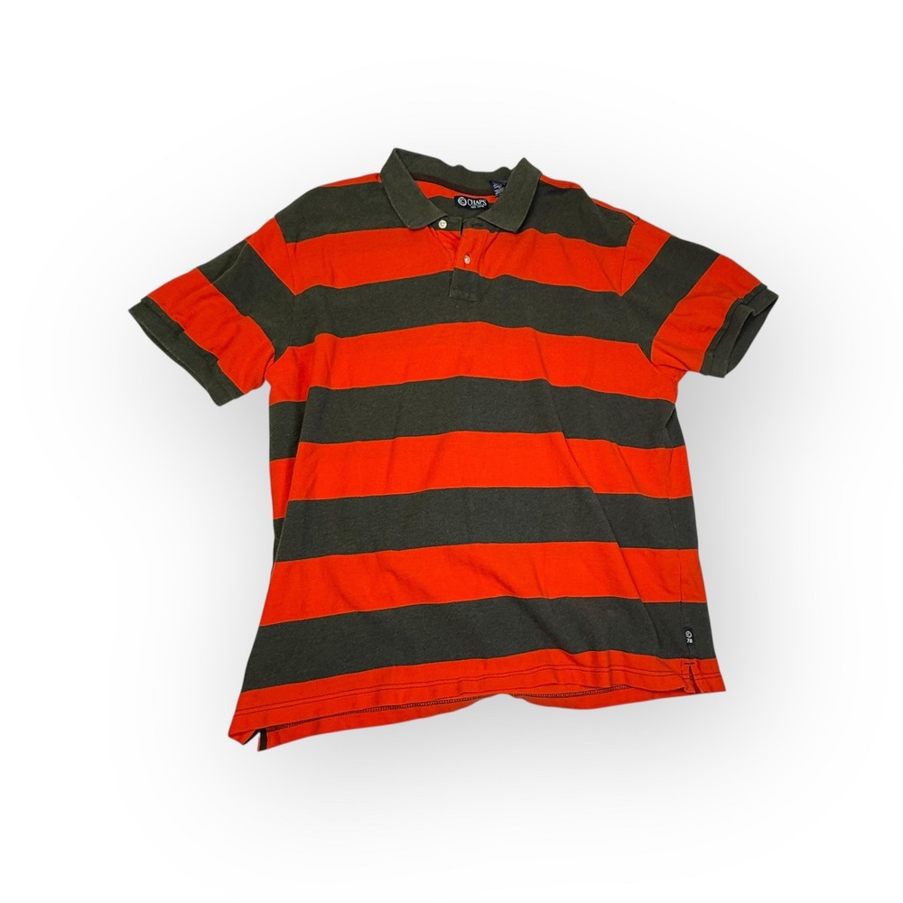 Chaps Orange Green Striped Polo Shirt XXL Cotton Casual Mens‎ Classic